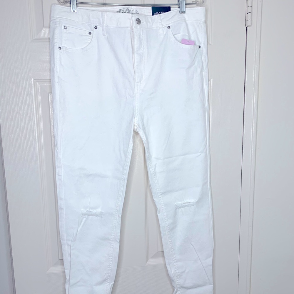 Wild Fable - White High Rise Distress Skinny Jeans